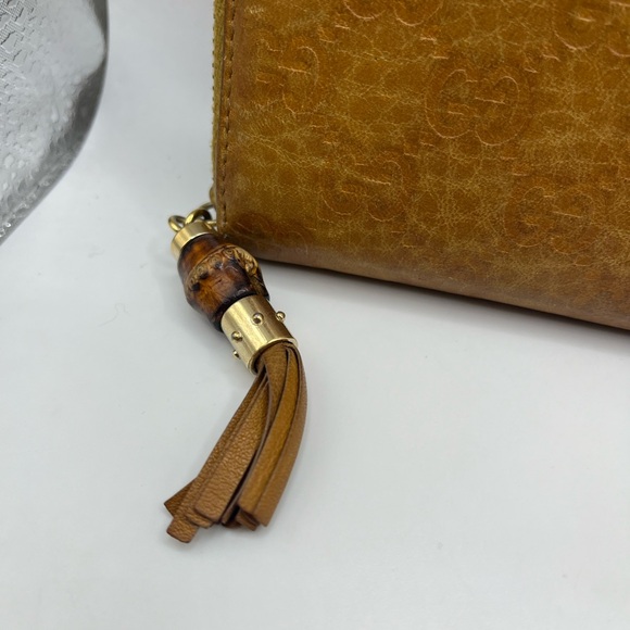 Gucci Brown Guccissima Leather Bamboo Tassel Zip Around Wallet - Picture 3 of 7